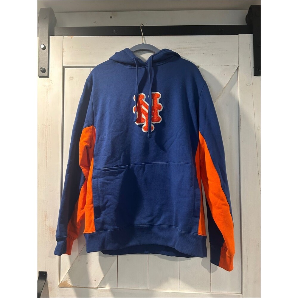 Cooperstown Collection Mets Chenille Logo Pullover Hoodie Large Vintage Y2K